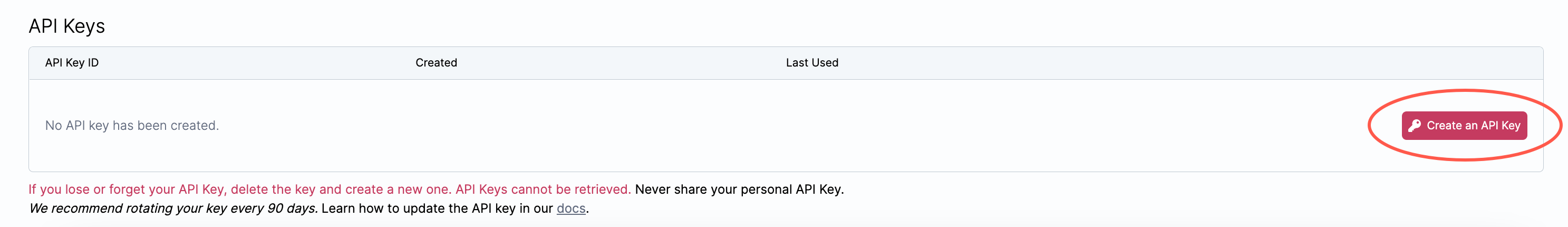 Create API Key