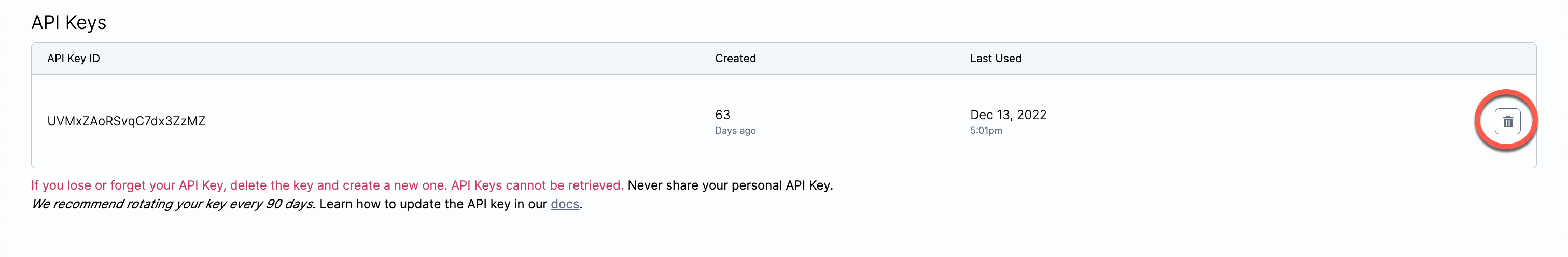 Delete API Key
